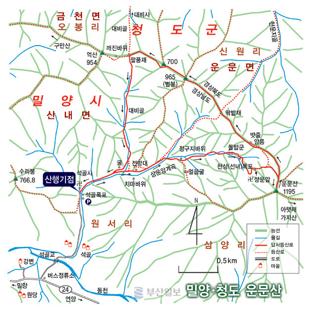 부산일보 등산지도-토곡산,향로봉,쌍두봉,연화봉,갓바위산,영덕대둔산