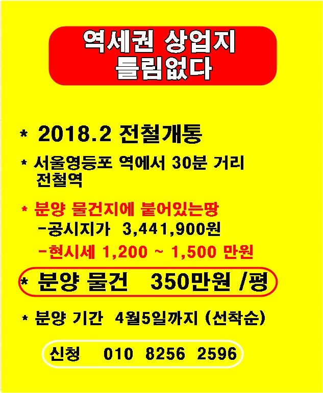 역세권 상업지 분양 전단지 